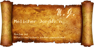 Melicher Jordán névjegykártya